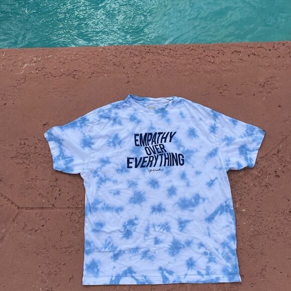 PINK Empathy Over Everything Blue Tie-Dye One Size T-Shirt - Picture 2 of 3